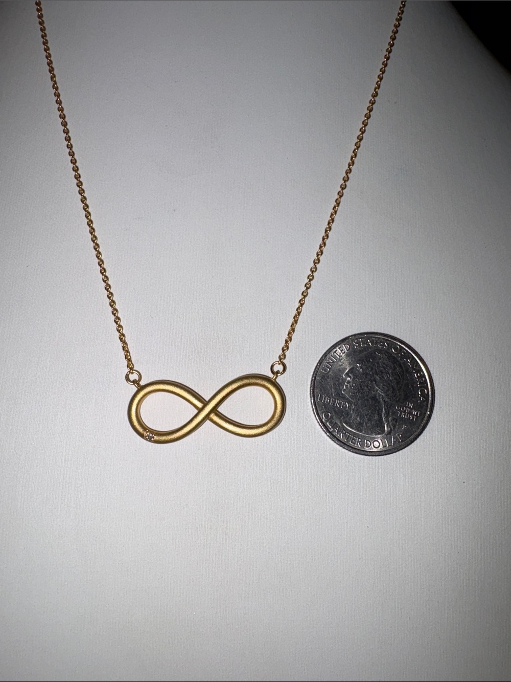 Ellen Poe Matte Gold Infiniti necklace with rhinestone - Picture 5 of 6